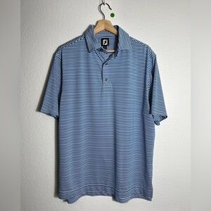 Footjoy Hilliard FJ Golf POLO blue strips SHIRT Medium M